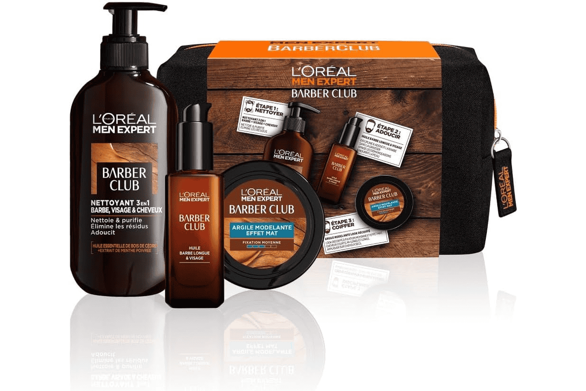 L'Oréal Men Expert BarberClub Trousse Barbe Visage Cheveux nettoyant huile crème coiffante bon plan Amazon 20,74 euros