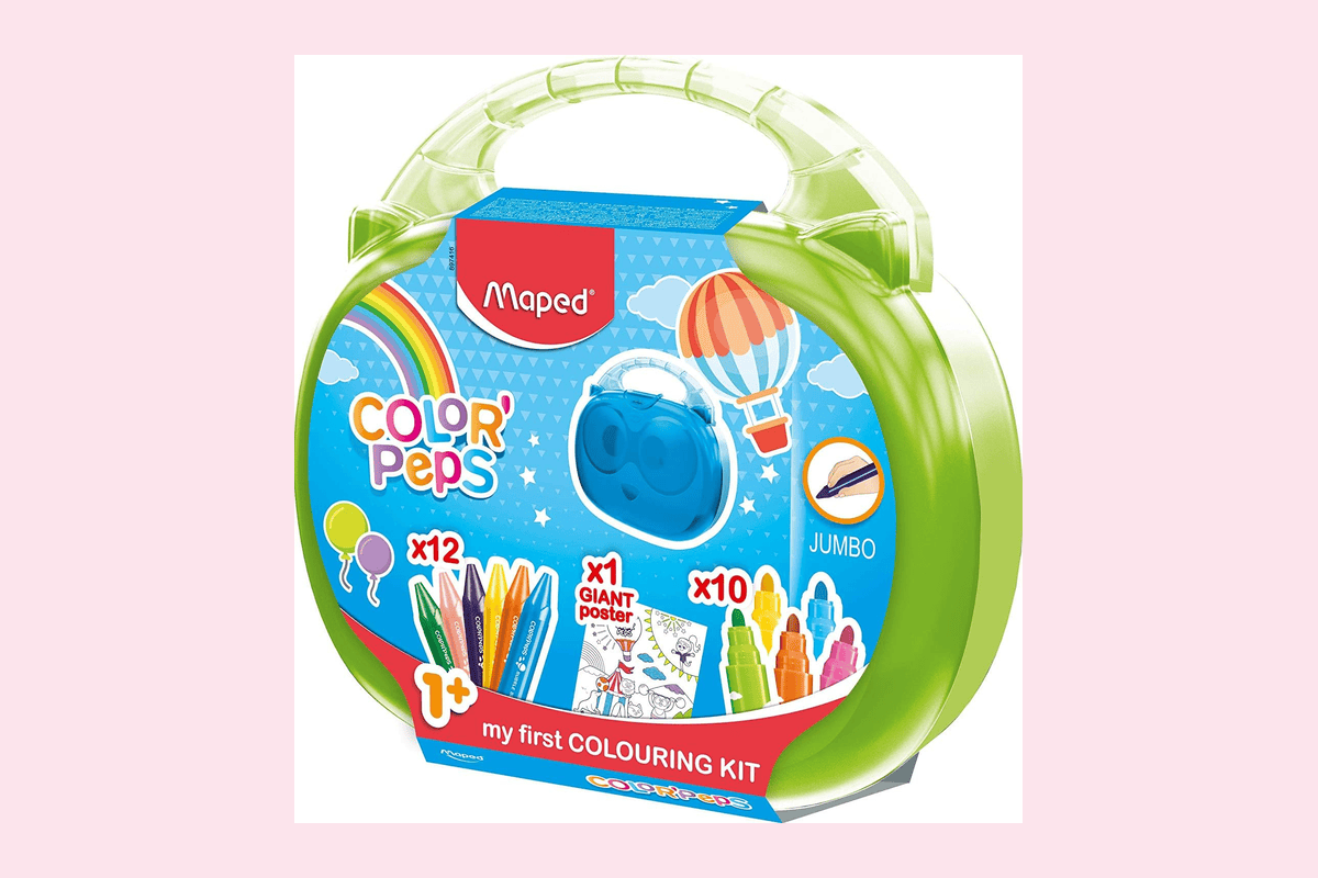 Maped Color'Peps malette coloriage bébé enfant dès 1 an premier âge 10 feutres Jumbo 12 craies cire Jumbo poster géant à colorier 13,99 euros Amazon