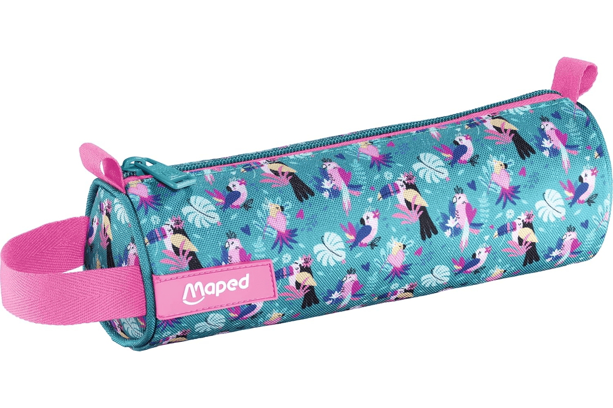 Maped trousse scolaire Tropical ronde 22,5 x 7,5 cm tissu zip haute résistance motif tropical fleurs feuilles couleurs vives rentrée 5,11 € Amazon