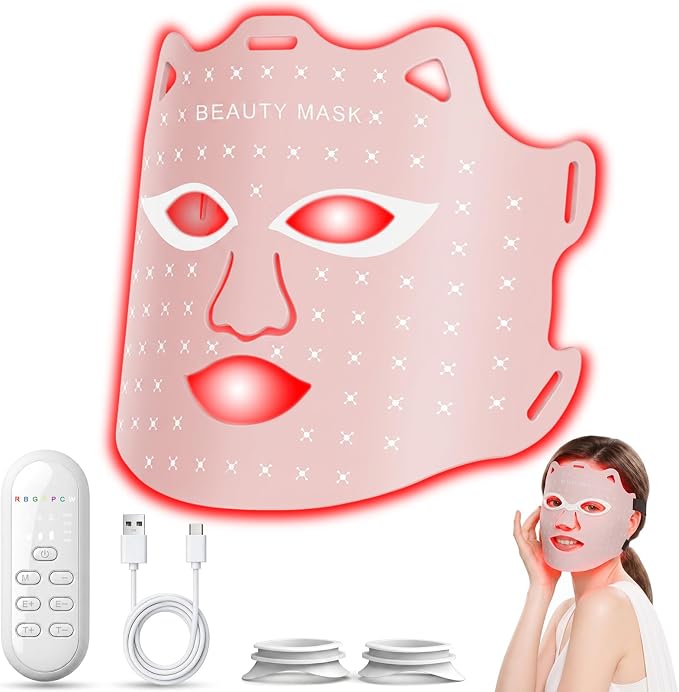 Masque facial souple de luminothérapie LED à 7 couleurs