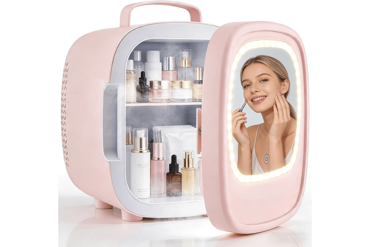 Mini Réfrigérateur 6L Mini Frigo Cosmétique avec Miroir LED Portable Thermoélectrique Chauffe Refroidisseur AC DC chambre soins peau boissons bureau dortoir voiture rose 46,99 € Amazon