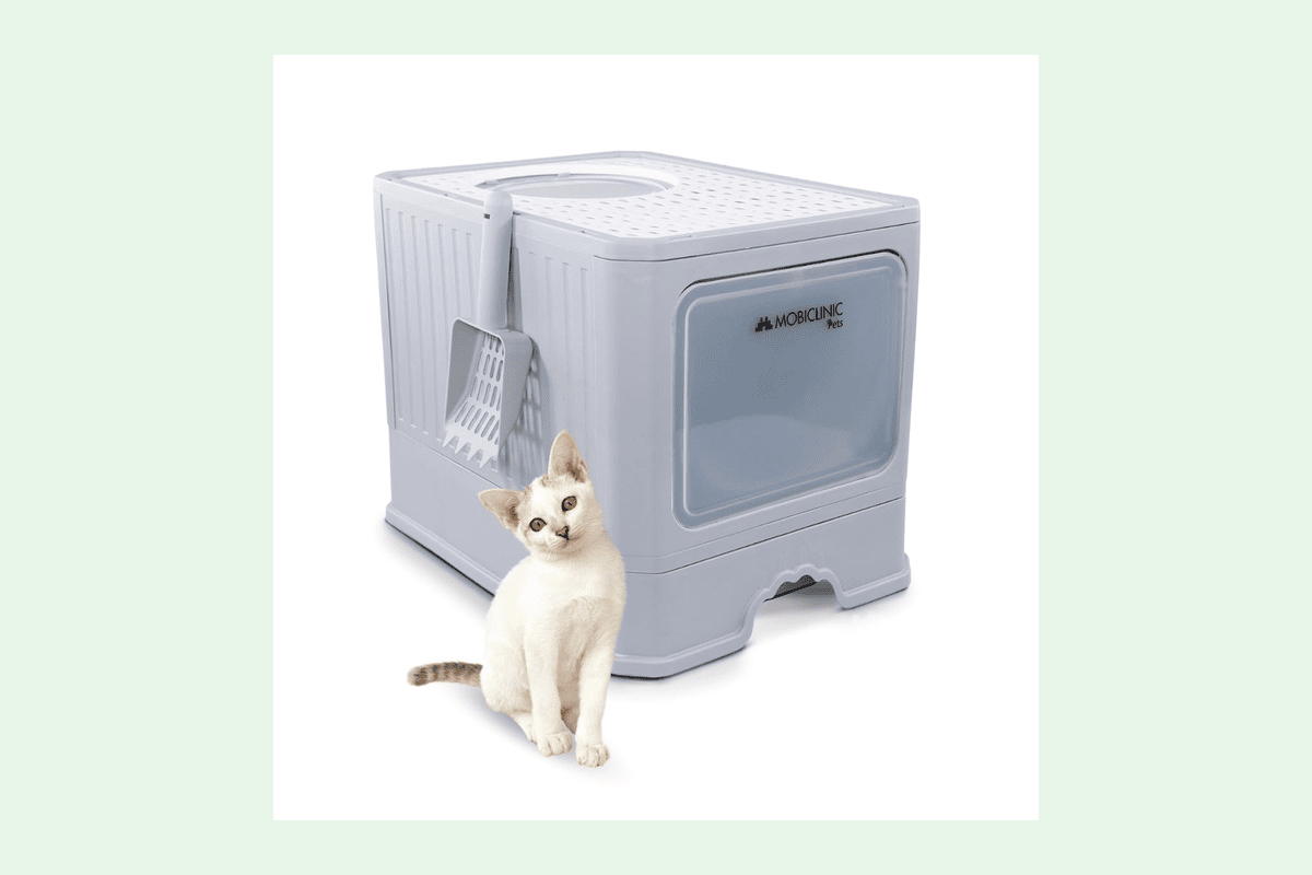 Mobiclinic bac à litière chat couvert XXL tiroir amovible double entrée frontale supérieure pelle incluse démontable maison toilette catbox 28,99 euros Amazon
