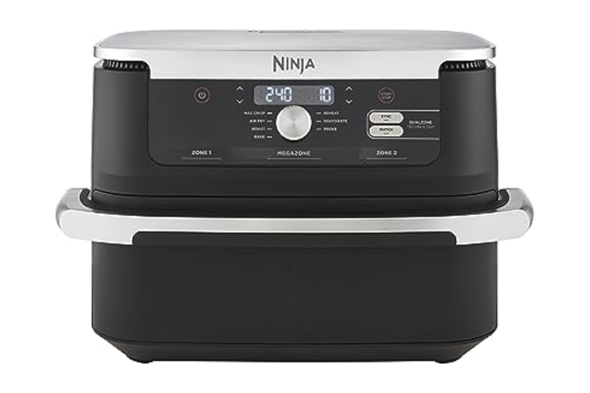 Air fryer noir à grand tiroir modulable en deux zones