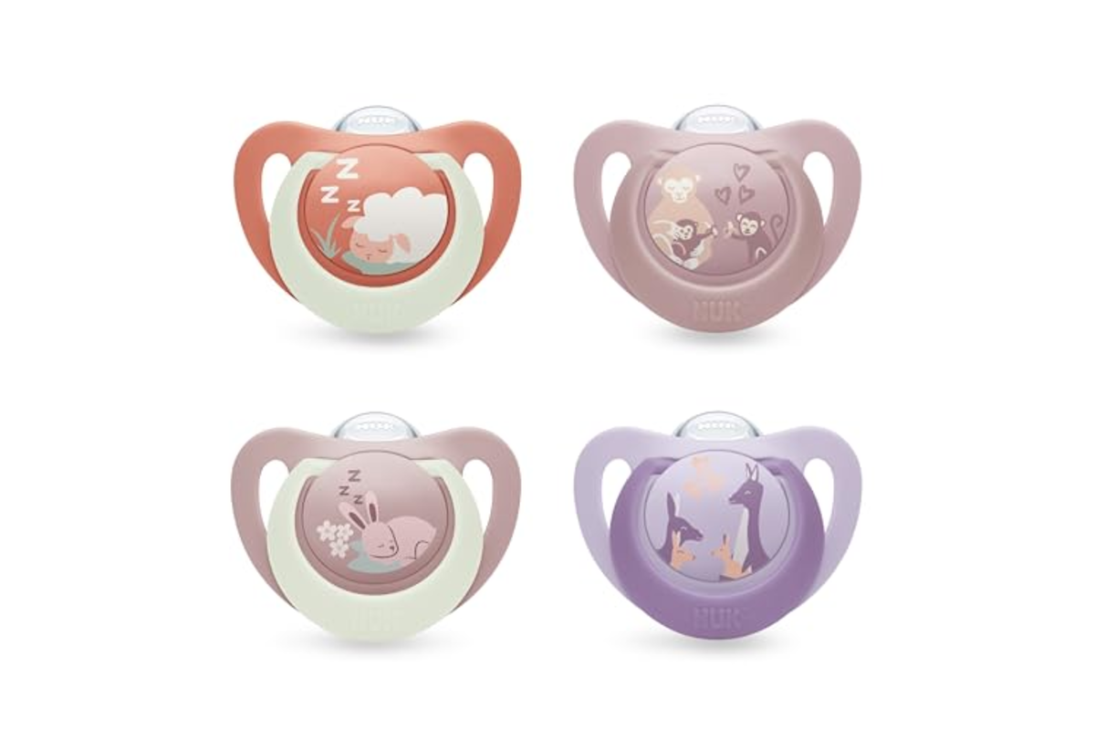 NUK First Choice Day Night sucettes 18-36 mois lot 4 orthodontique phosphorescente etui micro-ondes
