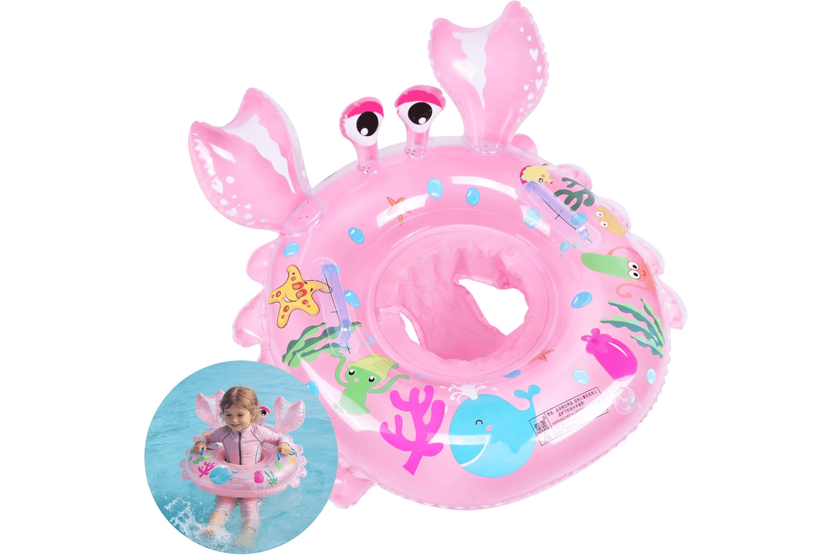 Bouée-siège de bain bébé Oziral Krabbe rose gonflable avec pompe 12-36 mois PVC épais 2 patchs de réparation à 8,99 € Amazon