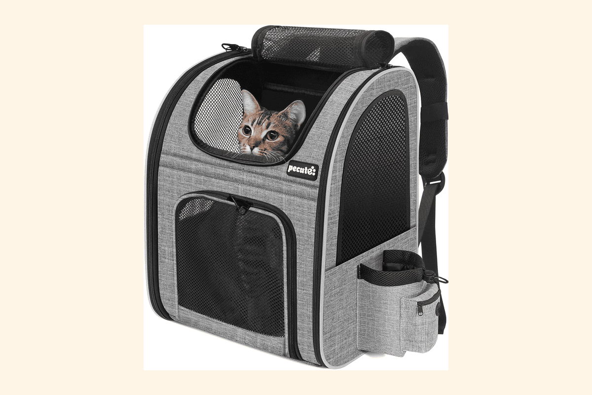 Pecute sac à dos transport chat petit chien design classique respirant matelas peluche amovible voyage train voiture restaurant avion 32,57 euros Amazon