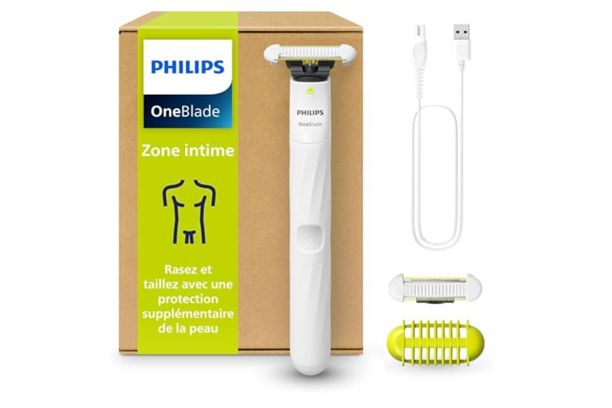 Bon plan Amazon Philips OneBlade Intimate QP1924 tondeuse rasage poils pubiens aisselles SkinProtect mai 2026