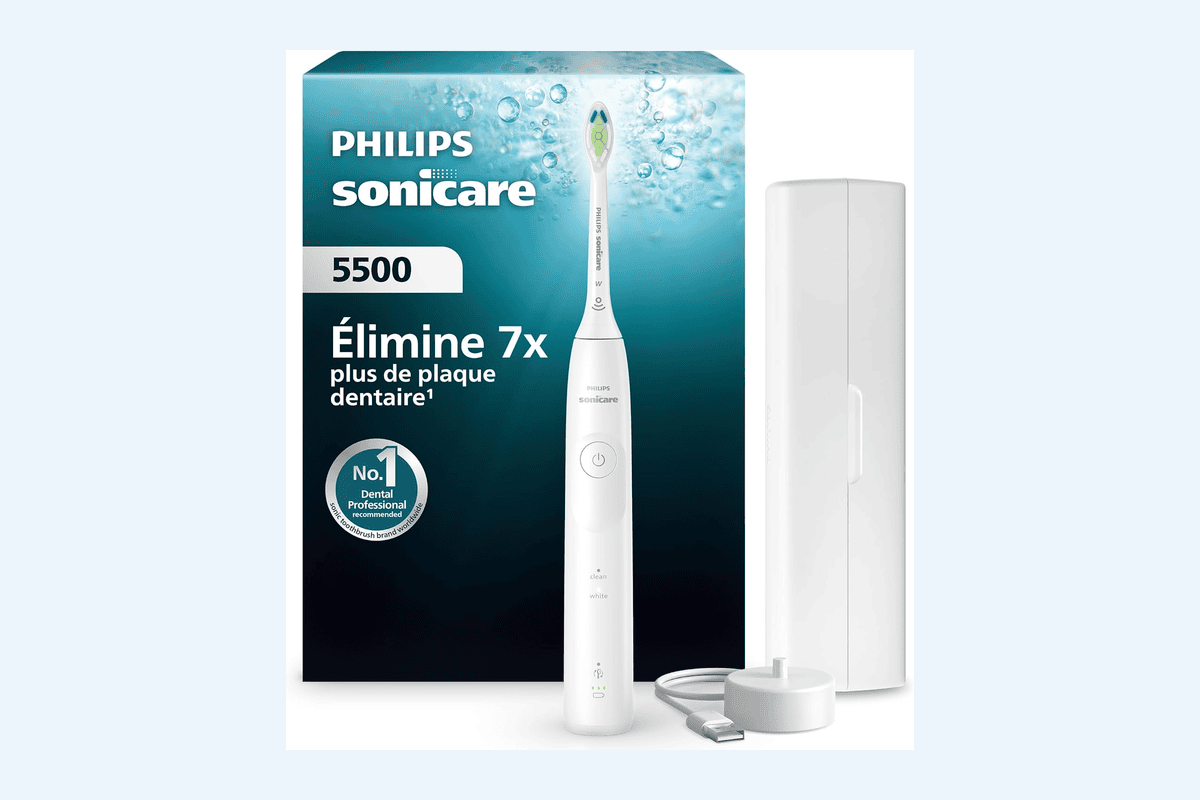 Philips Sonicare 5500 brosse à dents électrique sonique HX7110/02 blanc 82,99 euros Amazon 2 modes alerte pression SmarTimer BrushPacer