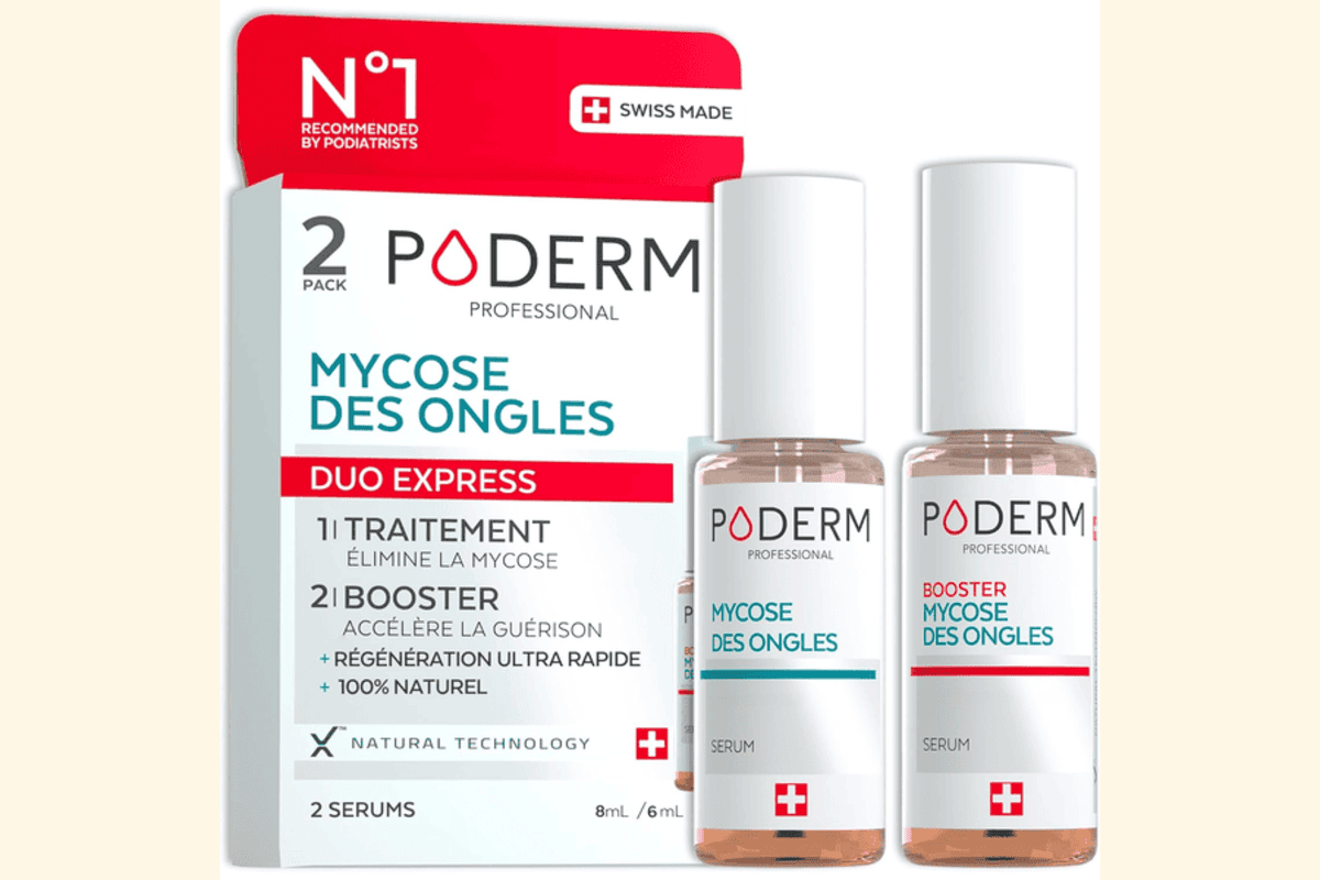 Poderm 2en1 Traitement Mycose Ongles Pack Duo (Sérum + Booster) bon plan Amazon juin 2026 prix promo 29,95 euros