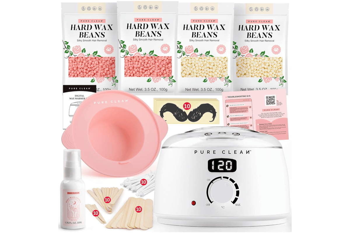 Bon plan Amazon PURECLEAN kit chauffe cire epiler 4 paquets perles cire lotion post epilation bol silicone 54 articles visage bresilien bikini mai 2026