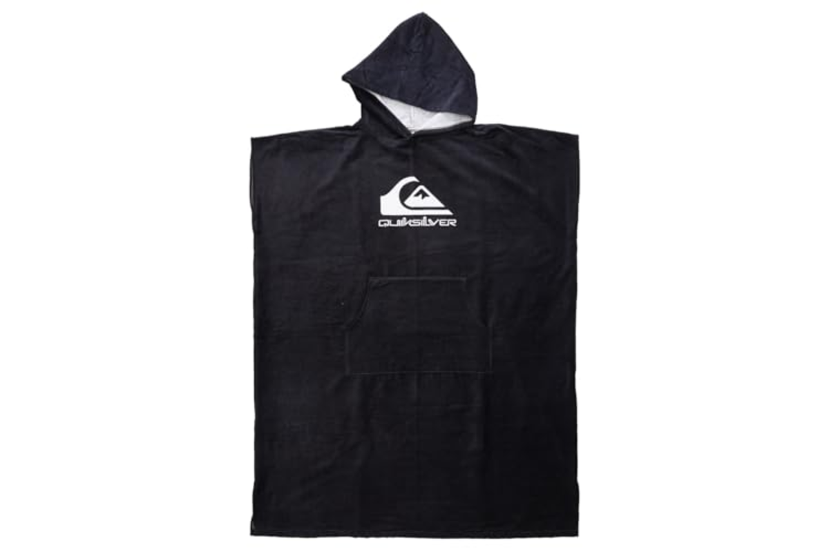 Poncho de plage Quiksilver Hoody Towel velours coton noir jet black capuche
