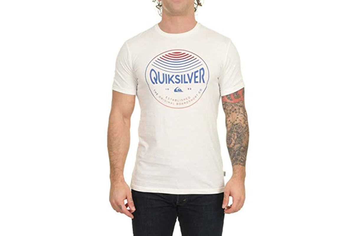 T-shirt Quiksilver Colors in Stereo homme blanc Snow White taille M coton serigraphie