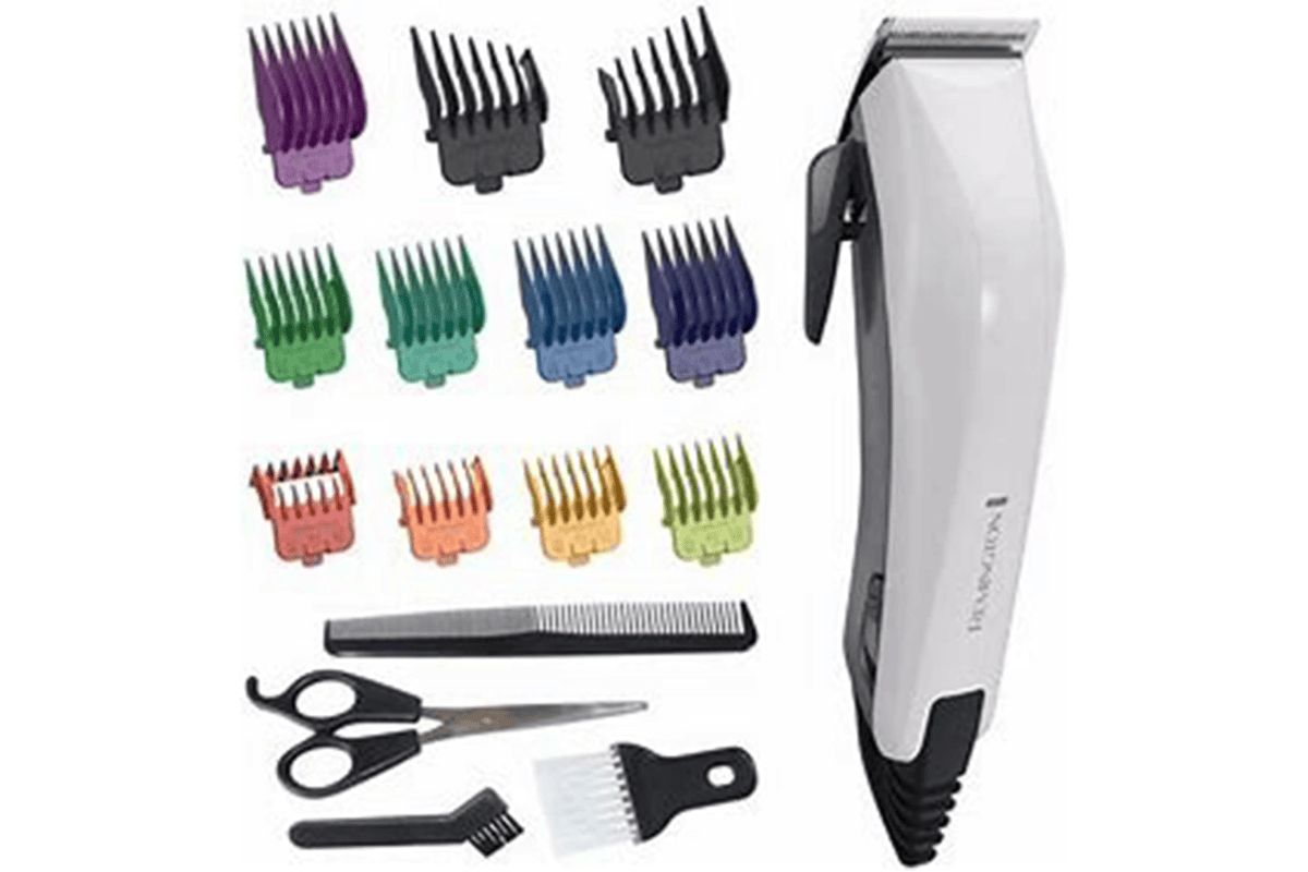 Remington Tondeuse Cheveux ColorCut idéale famille avec lames acier inoxydable auto-affûtées 11 sabots colorés de 1,5 à 25 mm secteur