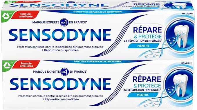 Lot de 2 dentifrices Sensodyne Répare et Protège Menthe 75 ml en promotion sur Amazon