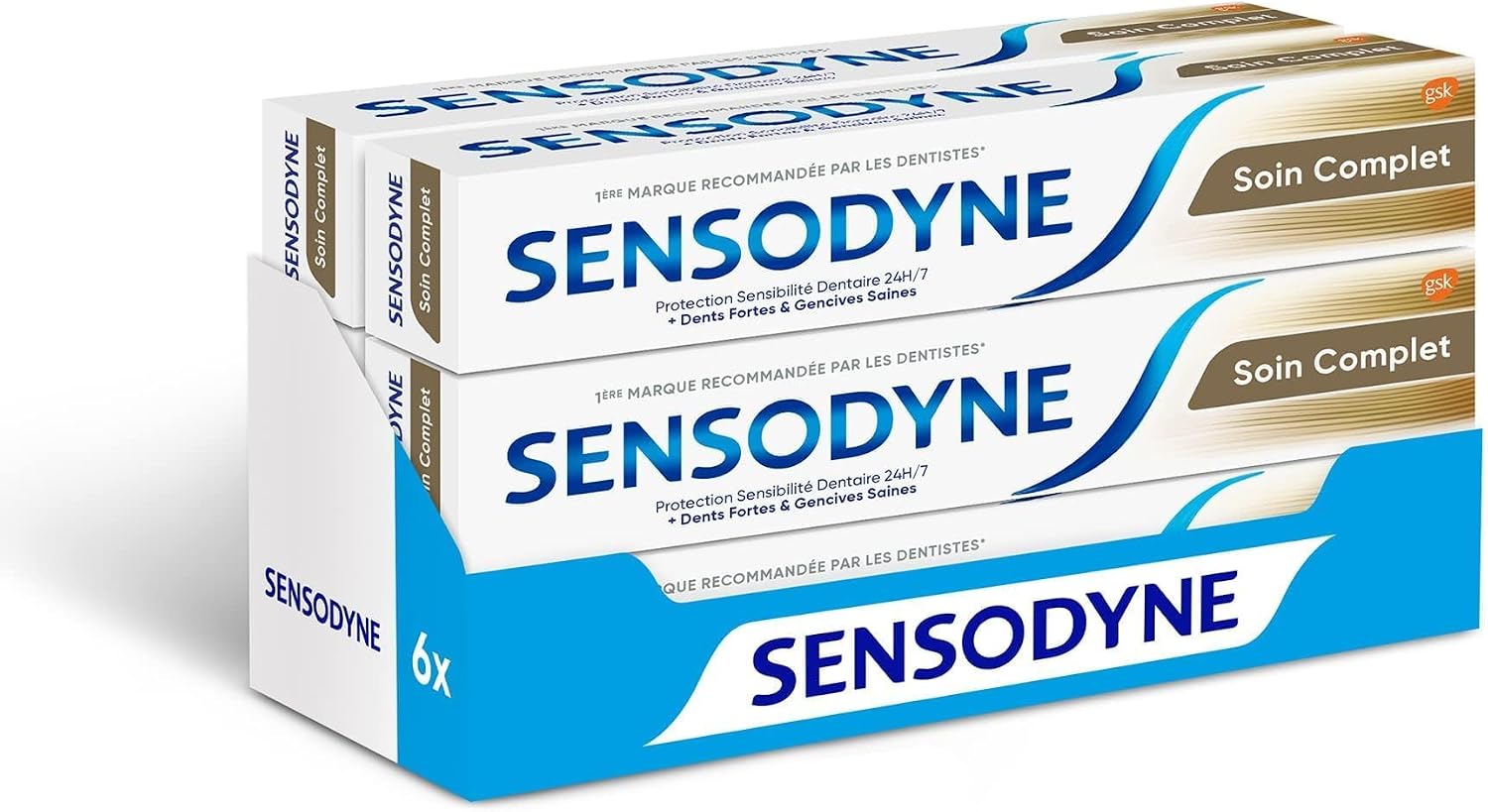 Lot de six dentifrices Sensodyne Soin Complet de 75 ml en promotion sur Amazon