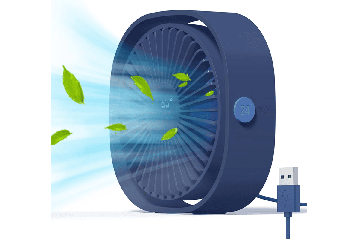 Bon plan Amazon Simpeak ventilateur USB mini portable silencieux bureau 3 vitesses USB bleu 11,98€ au lieu de 13,26€ canicule été 2026