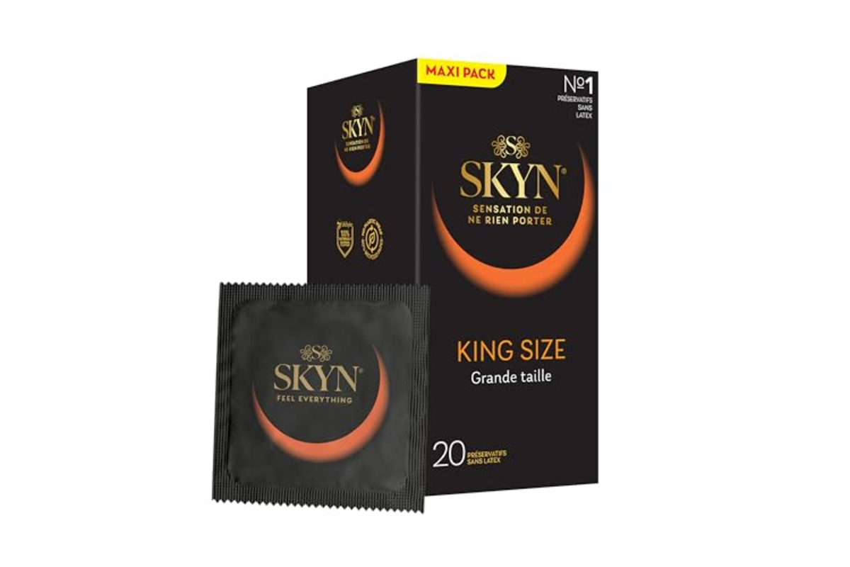 Preservatifs SKYN King Size Extra Large lot 20 sans latex Skynfeel diametre 56 mm