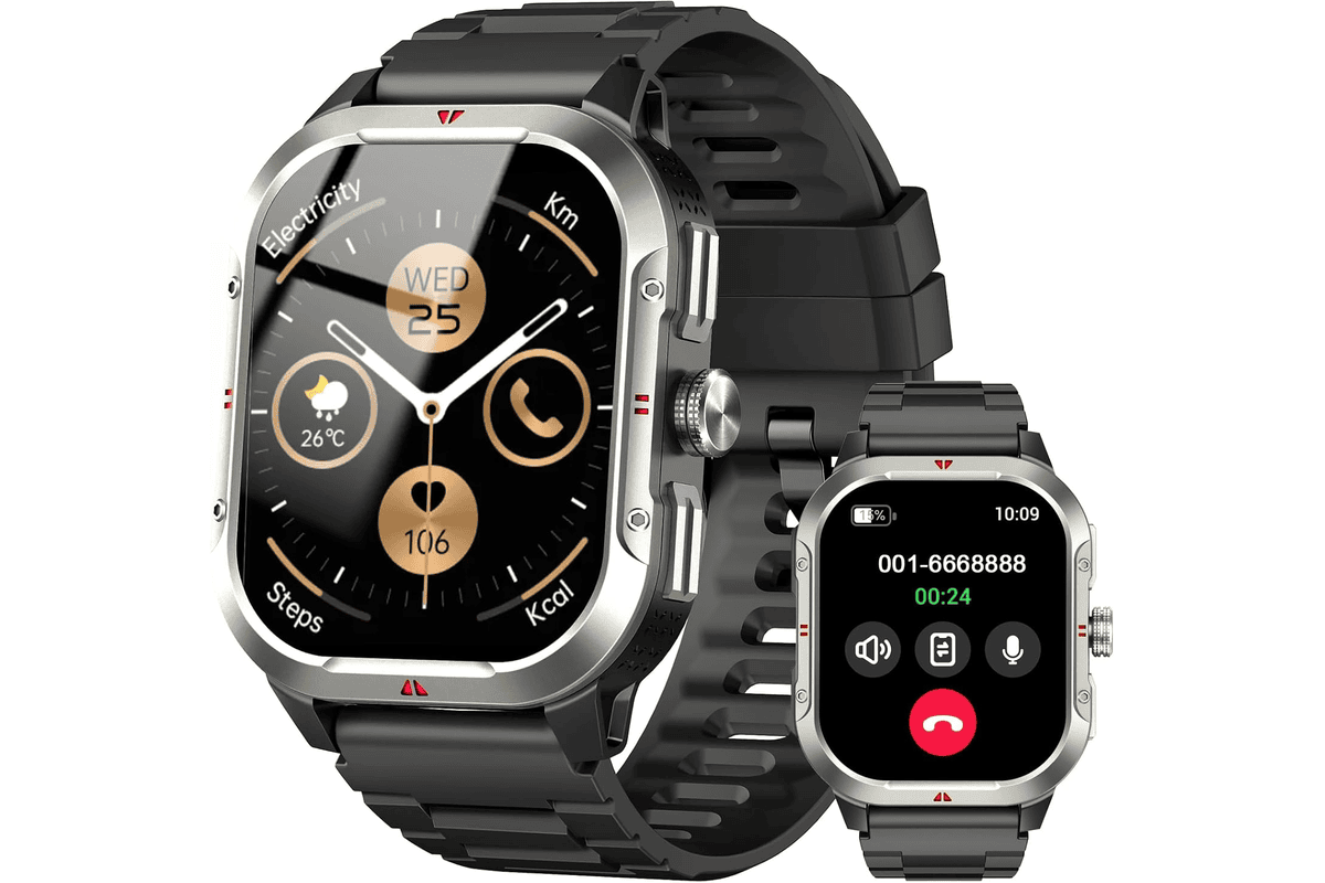 Montre connectée homme militaire GPS haute précision 2,06 pouces HD appel Bluetooth IP68 110+ sports iOS Android à 37,99 € sur Amazon