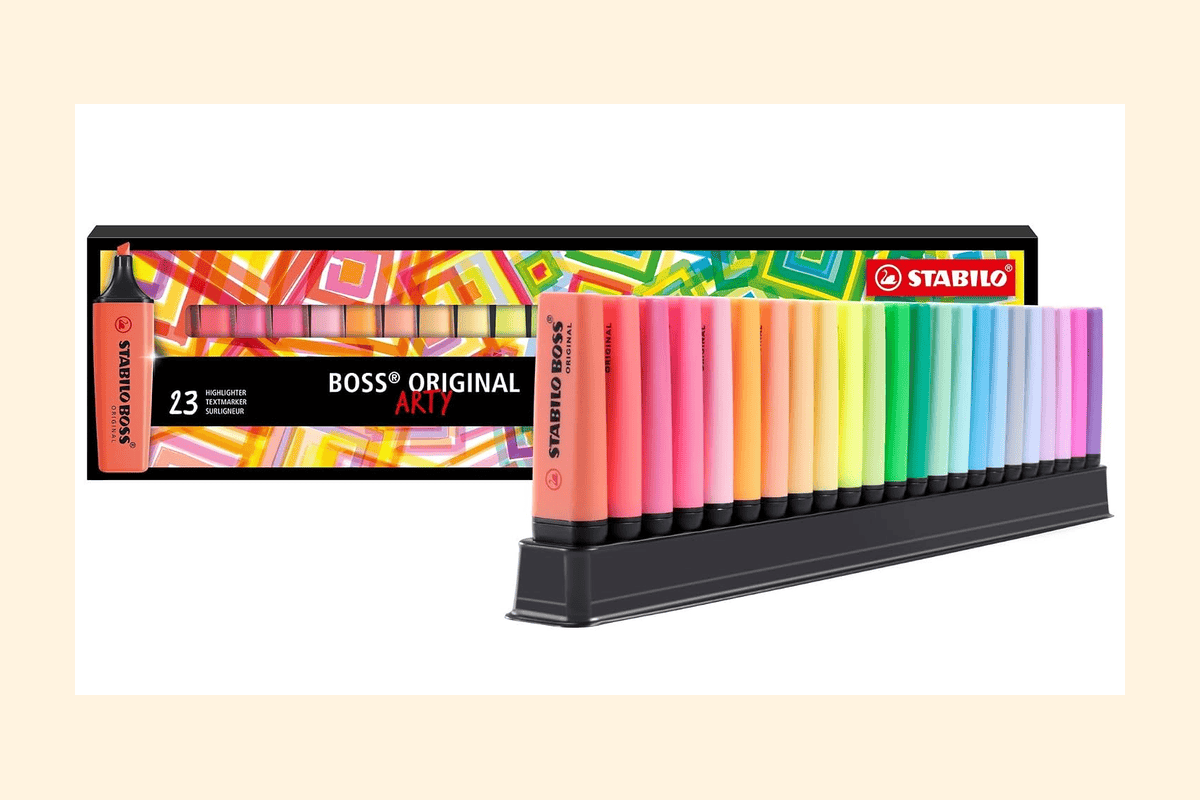 STABILO BOSS ORIGINAL ARTY surligneur set de bureau 23 surligneurs pastel fluo gamme ARTY rentrée scolaire 22,09 euros Amazon
