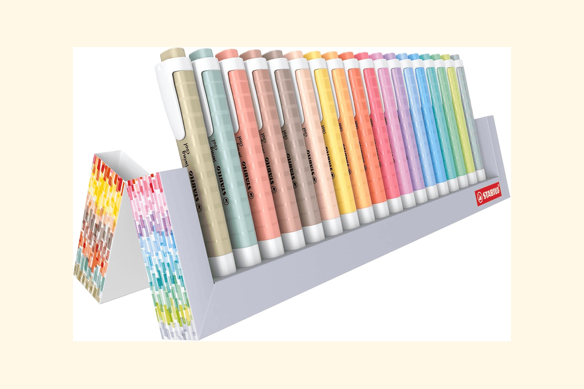STABILO swing cool Etui chevalet 18 surligneurs 12 Pastel + 6 surligneurs NatureCOLORS format compact étudiants Amazon 20,60 euros au lieu de 29 euros -29 %