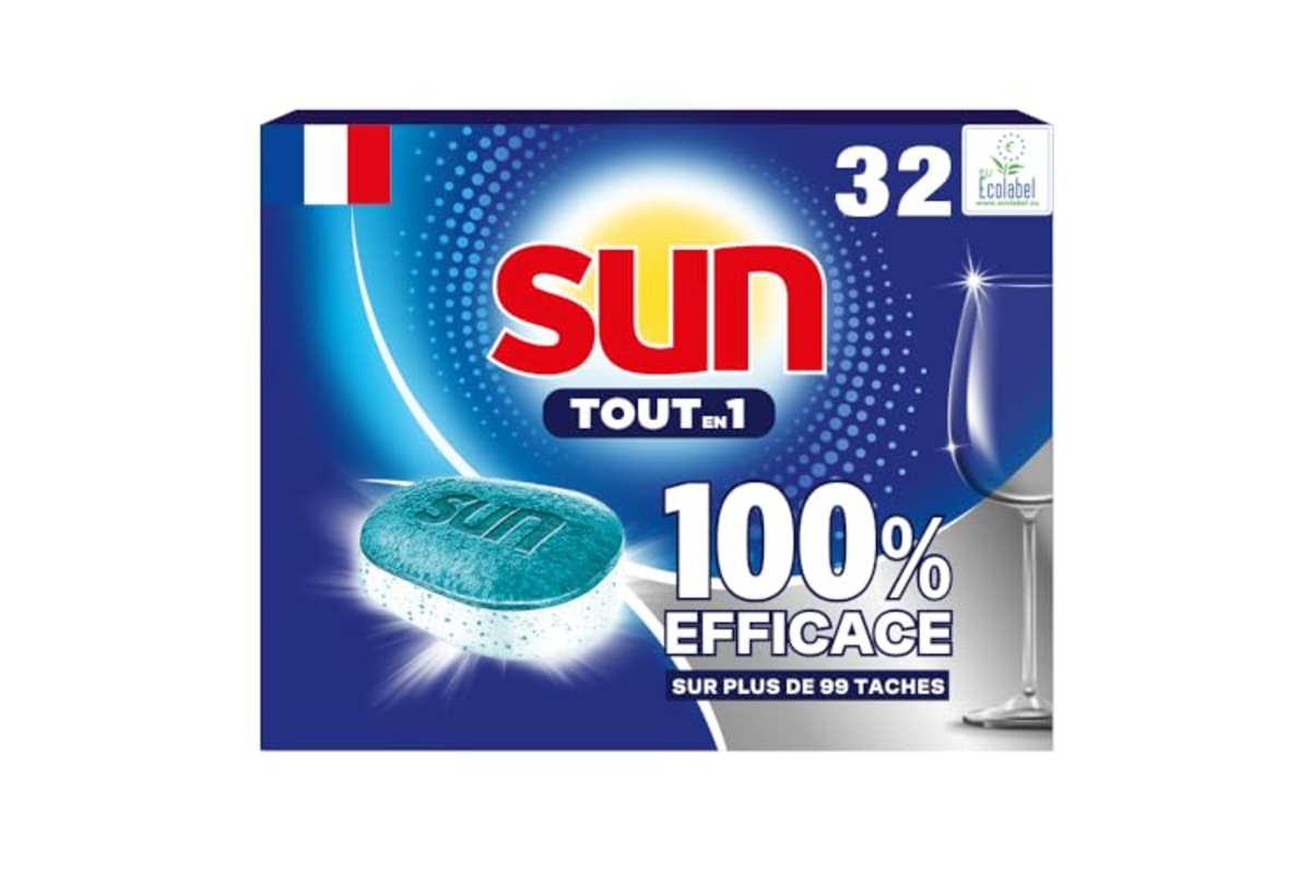 Sun tablettes lave-vaisselle Tout-en-1 Regular 32 pastilles 80 pourcent ingredients naturels