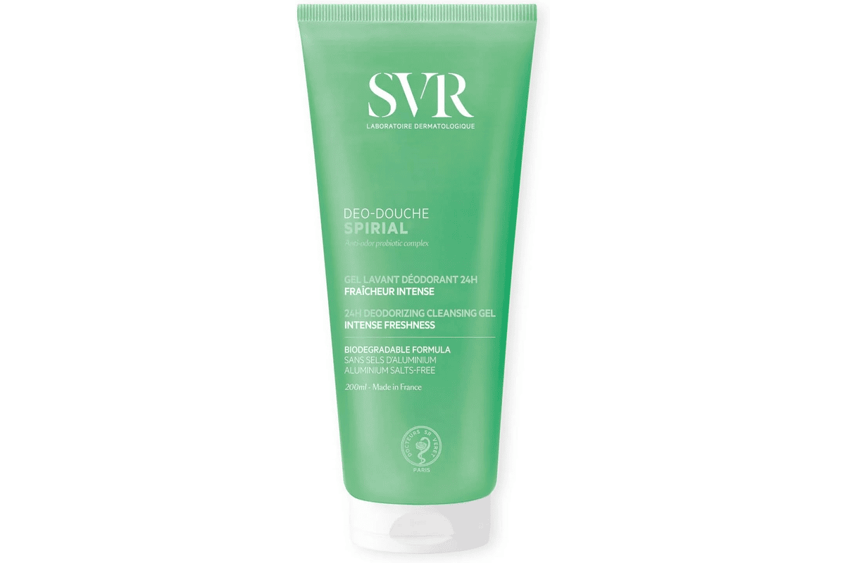 SVR Spirial déo-douche gel lavant déodorant 24h complexe probiotique glycérine 200 ml à 12 € Amazon