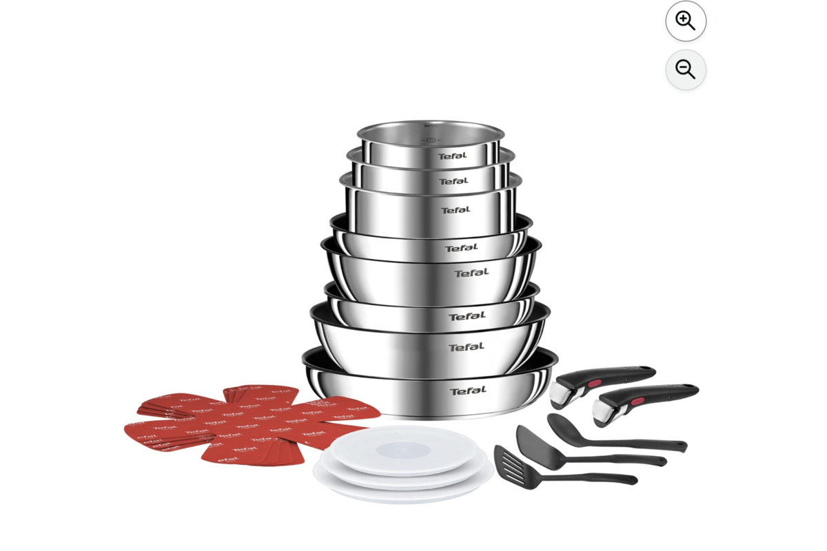 Tefal Ingenio Emotion batterie cuisine 20 pièces inox poêles casseroles wok poignées amovibles Thermo-Signal Amazon French Week 129,99€