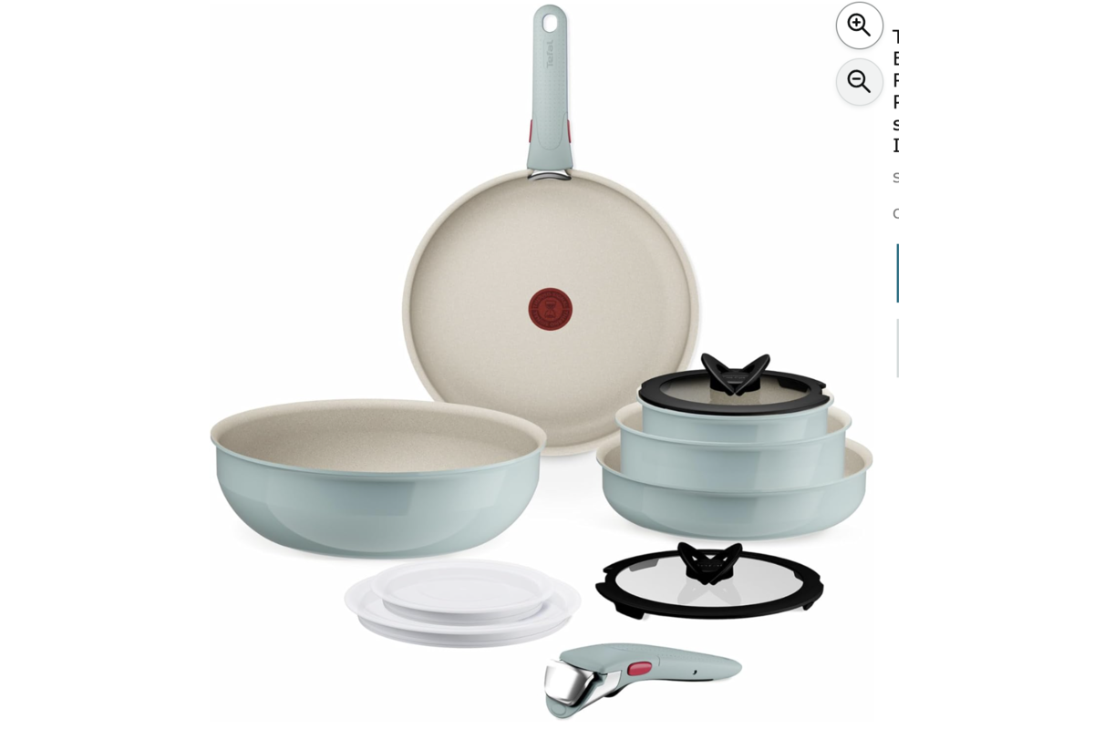 Tefal Ingenio Serenity batterie cuisine 11 pièces poêles casseroles wok poignées amovibles induction Eucalyptus Amazon French Week 99,99€