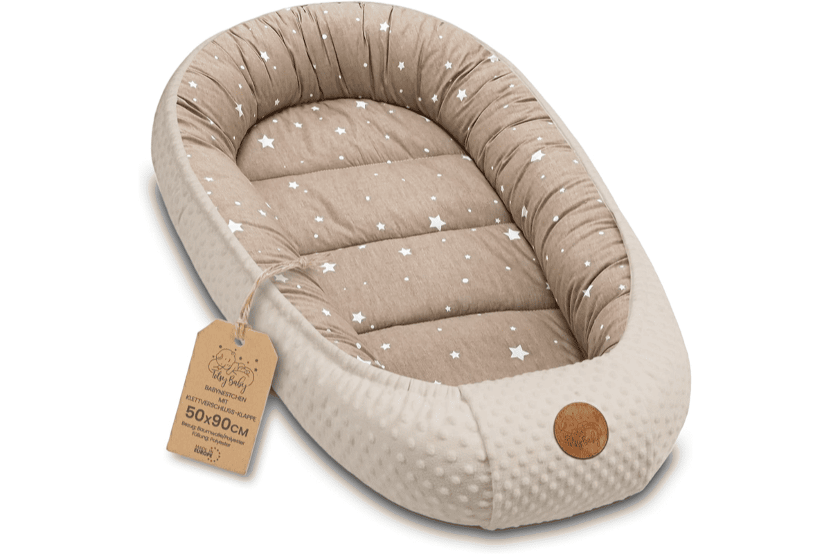 Bon plan Amazon Totsy Baby réducteur lit bébé 90x50 cm Minky nid ange couffin naissance Winter Cocon beige étoiles blanches 43 euros mai 2026