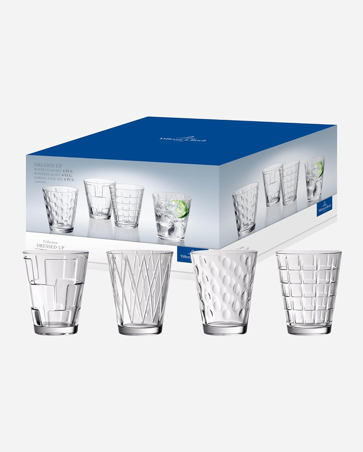 Lot de quatre verres à eau Villeroy et Boch Dressed Up en cristallin transparent