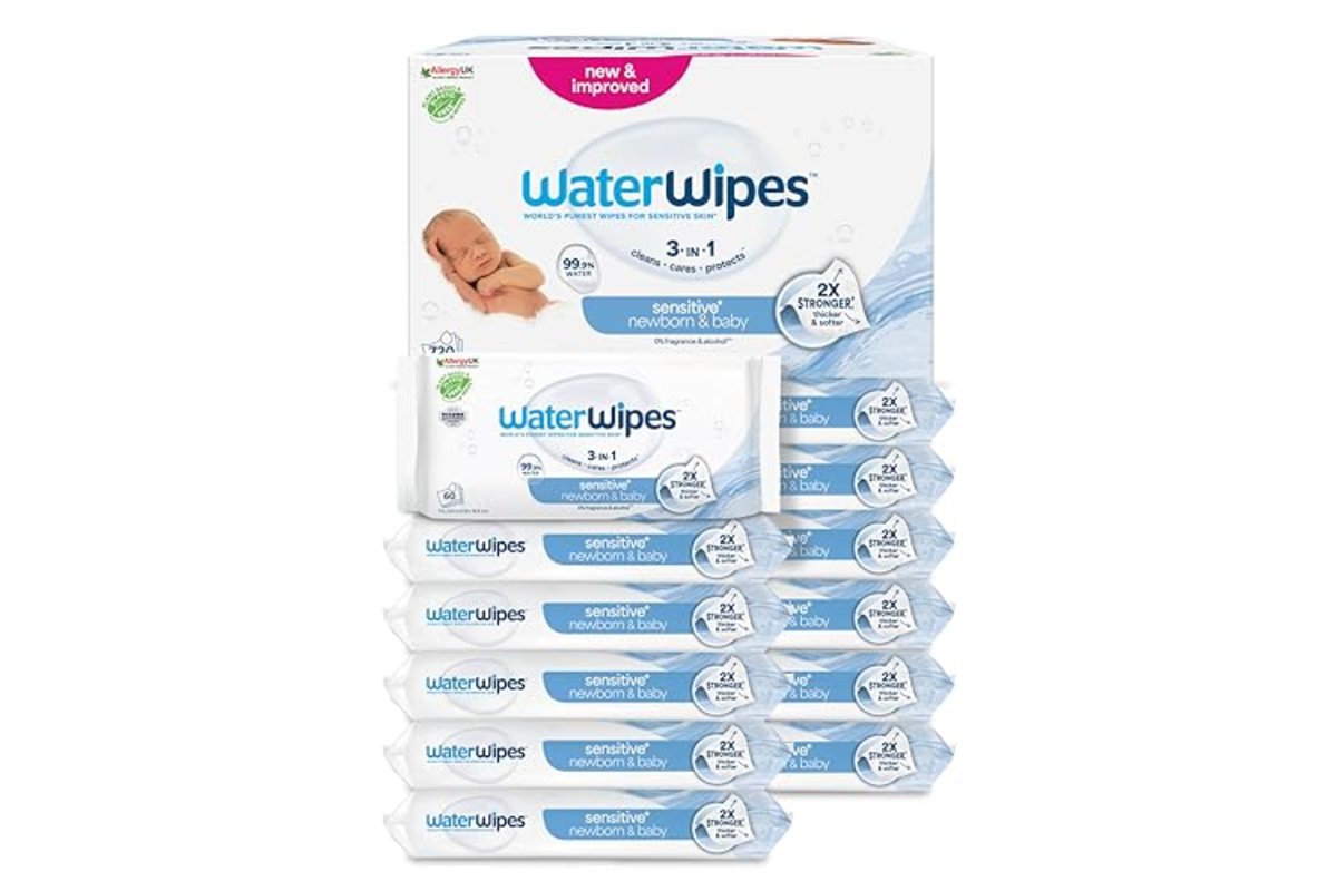 WaterWipes Sensitive Plus Newborn lingettes bebe 720 unites 12 x 60 99 pourcent eau vegan