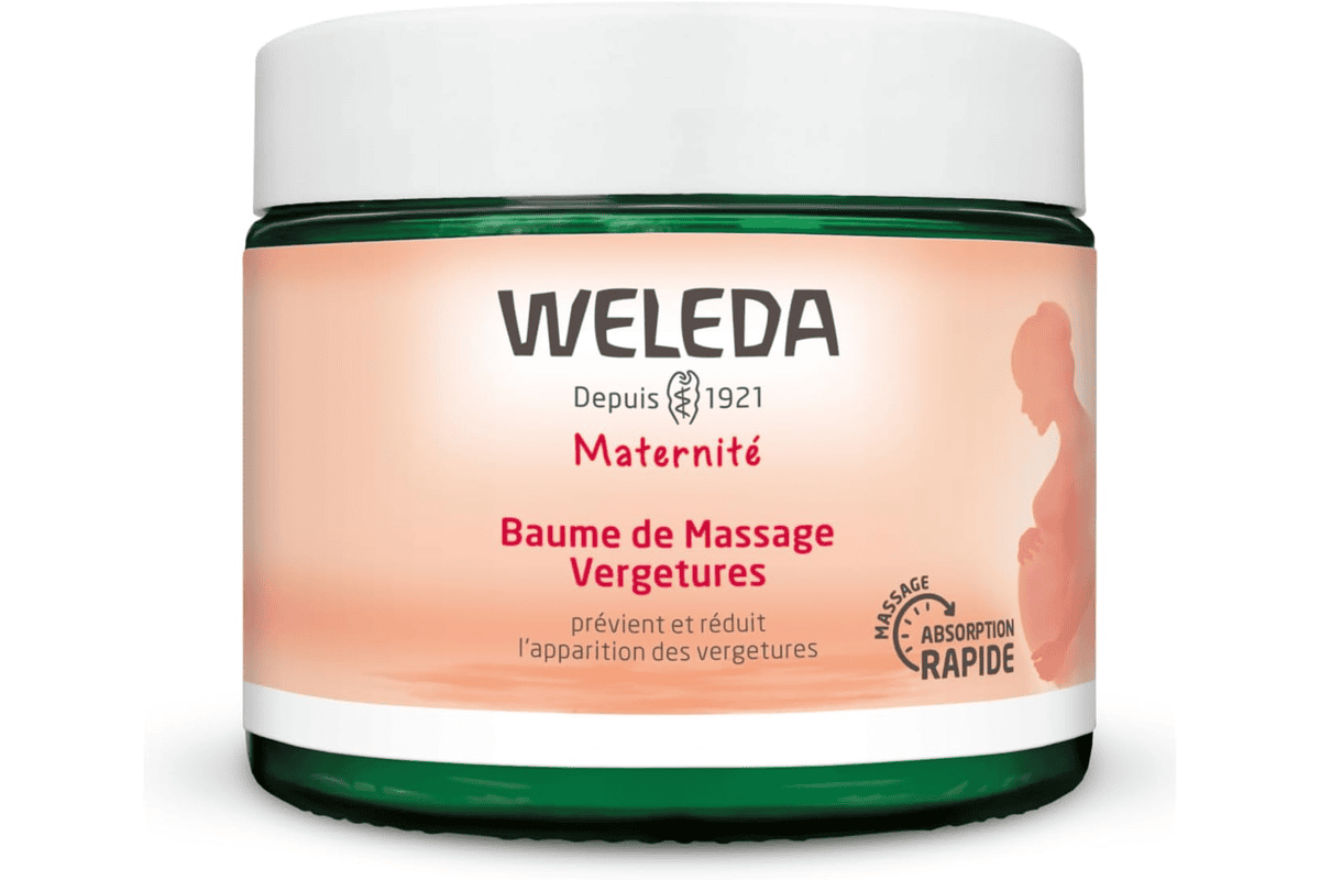 Weleda Baume Massage Vergetures 150 ml soin grossesse naturel bio amande douce germe de blé bon plan Amazon