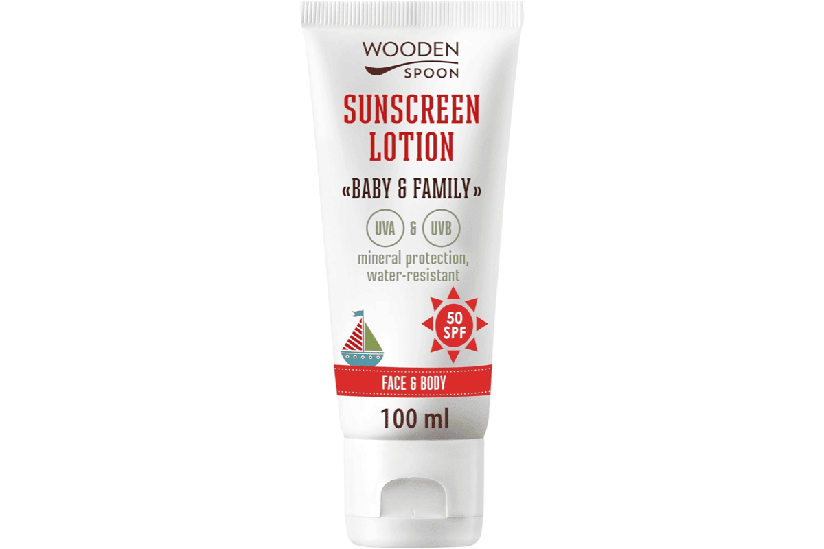 Bon plan Amazon Wooden Spoon creme solaire bio bebe famille SPF50 100 pourcent naturelle zinc invisible vegan resistante eau mai 2026
