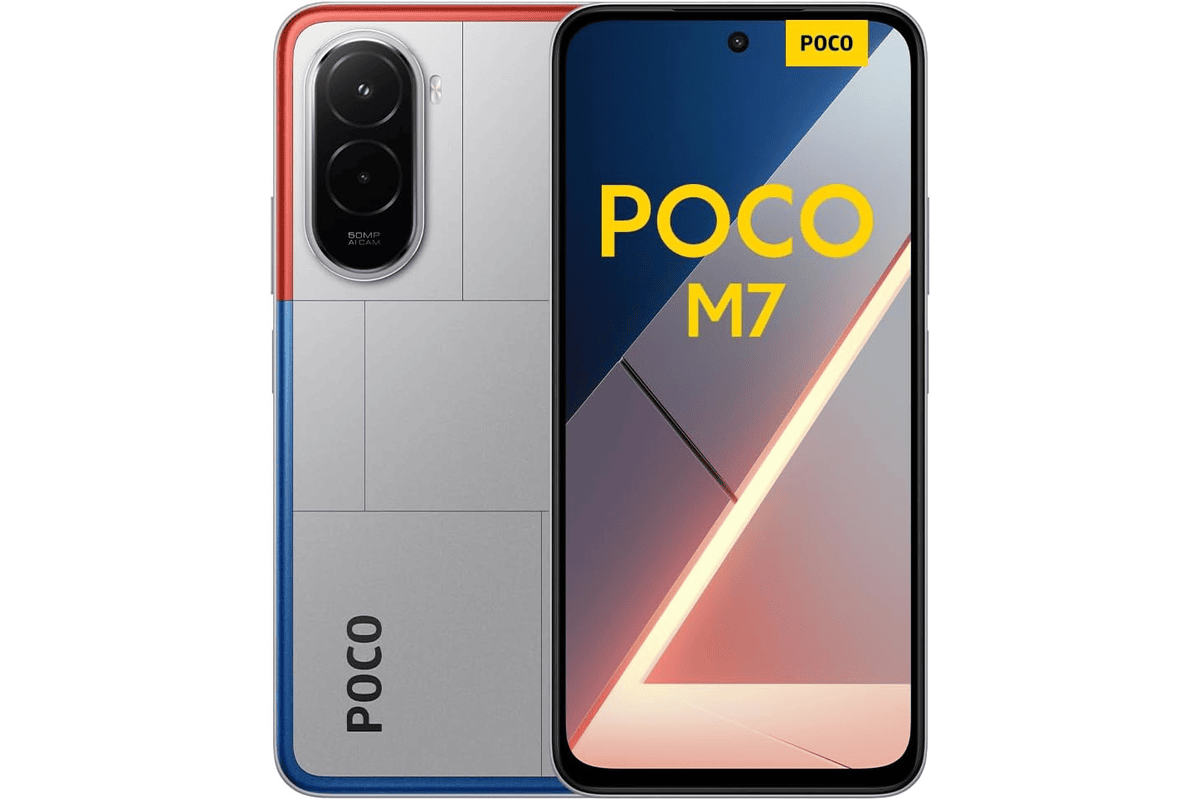 Xiaomi POCO M7 smartphone argent 8+256 Go avec écran FHD+ 144 Hz de 6,9 pouces Snapdragon 685 double caméra AI 50 MP batterie 7000 mAh
