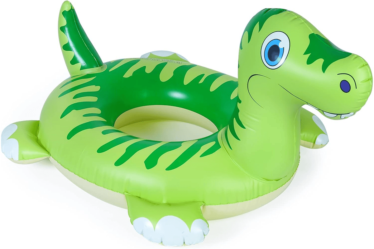 Bouée piscine enfant Yellcetoy dinosaure vert gonflable anneau de natation flotteur avec sifflet zizi jouet gonflable jeu piscine bord de mer jardin été