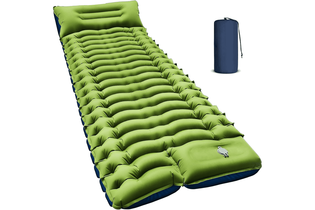 Matelas de camping Yuzonc autogonflant ultraléger avec oreiller intégré et pompe à pied incluse