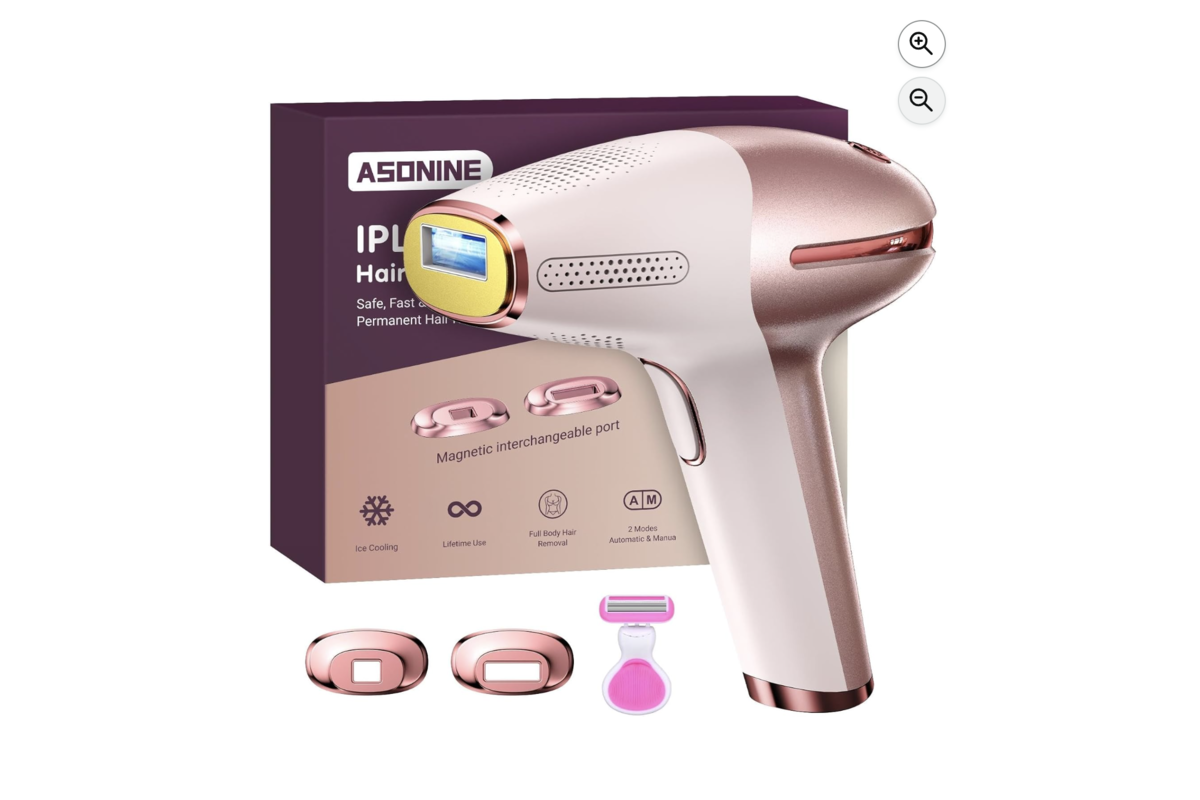 Épilateur IPL Asonine Or Rose avec têtes magnétiques et rasoirs en promo Amazon