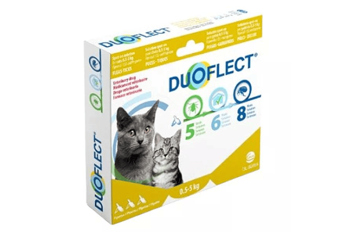 Boîte DUOFLECT Solution Spot-On pour chats de 0,5 à 5 kg, 3 pipettes anti-puces et anti-tiques