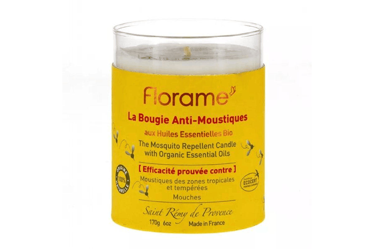 Bougie anti-moustiques Florame 170 grammes en pot verre avec couvercle métal