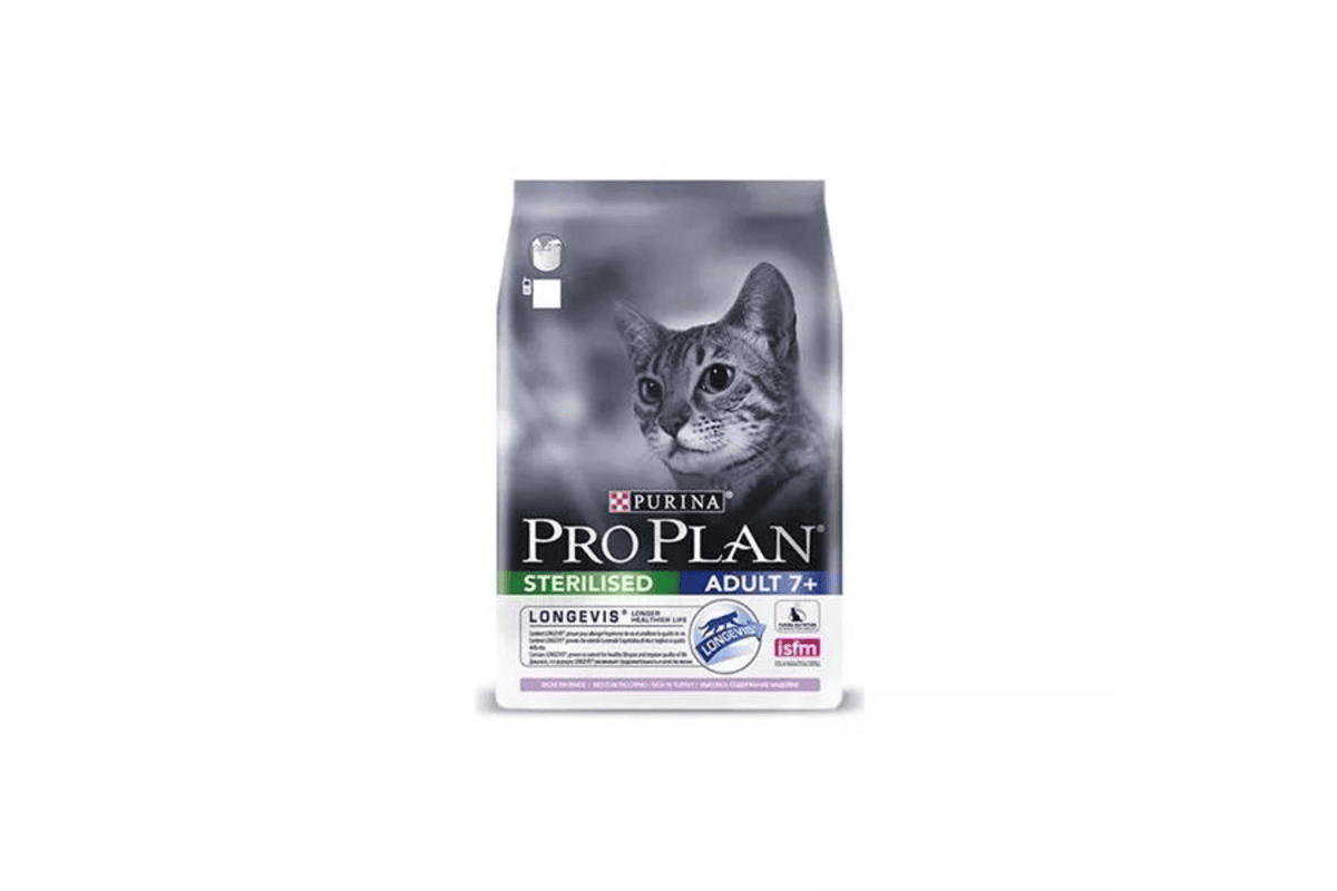 Sac de croquettes Purina Pro Plan Sterilised Longevis Chat Senior 7 ans et plus à la dinde, format 3 kilogrammes