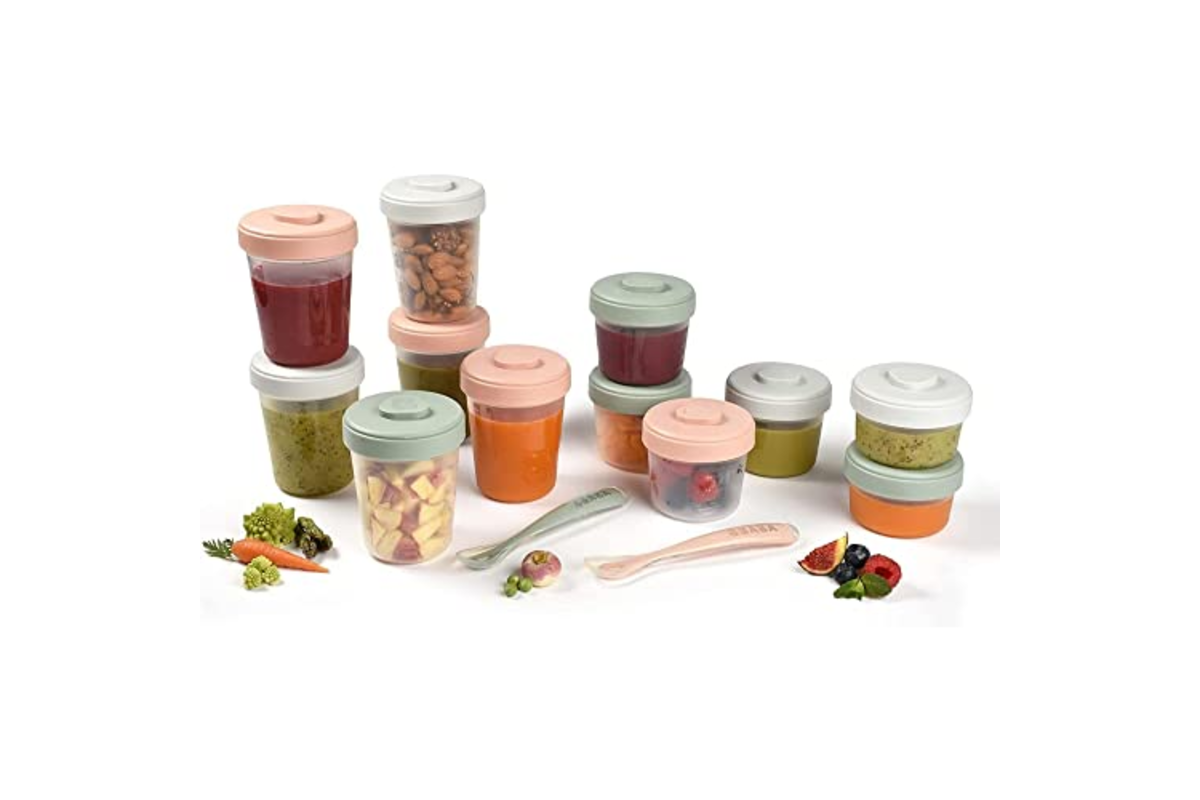Béaba BÉABA, Lot de 12 Portions Conservation et 2 Cuillères Silicone