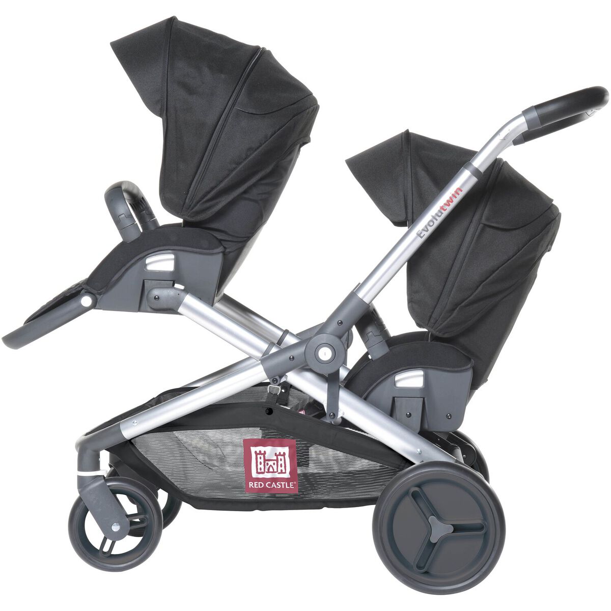 Poussette double noire Red Castle Evolutwin avec deux assises