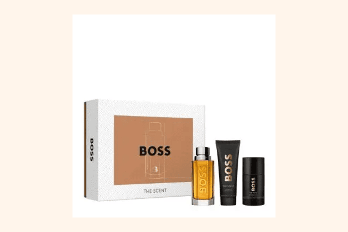 Boss The Scent For Him coffret cadeau homme eau de toilette 100 ml gel douche déodorant stick gingembre maninka cuir Beauty Success 94,13 euros au lieu de 125,50 euros -25 %