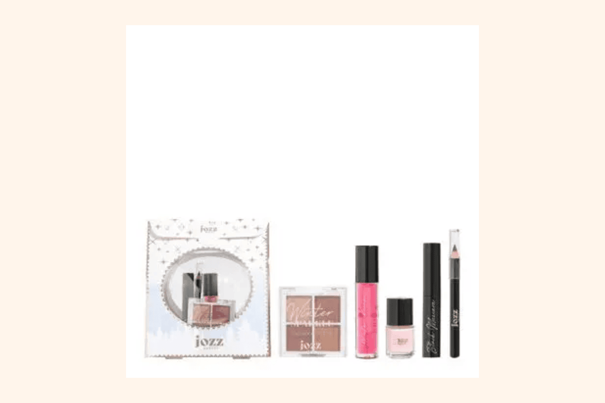 Jozz Beauty Winter Sparkle Boule Maquillage Essentials Set 5 produits palette fards vernis rose huile lèvres mascara crayon yeux Beauty Success 8,48 euros au lieu de 16,95 euros