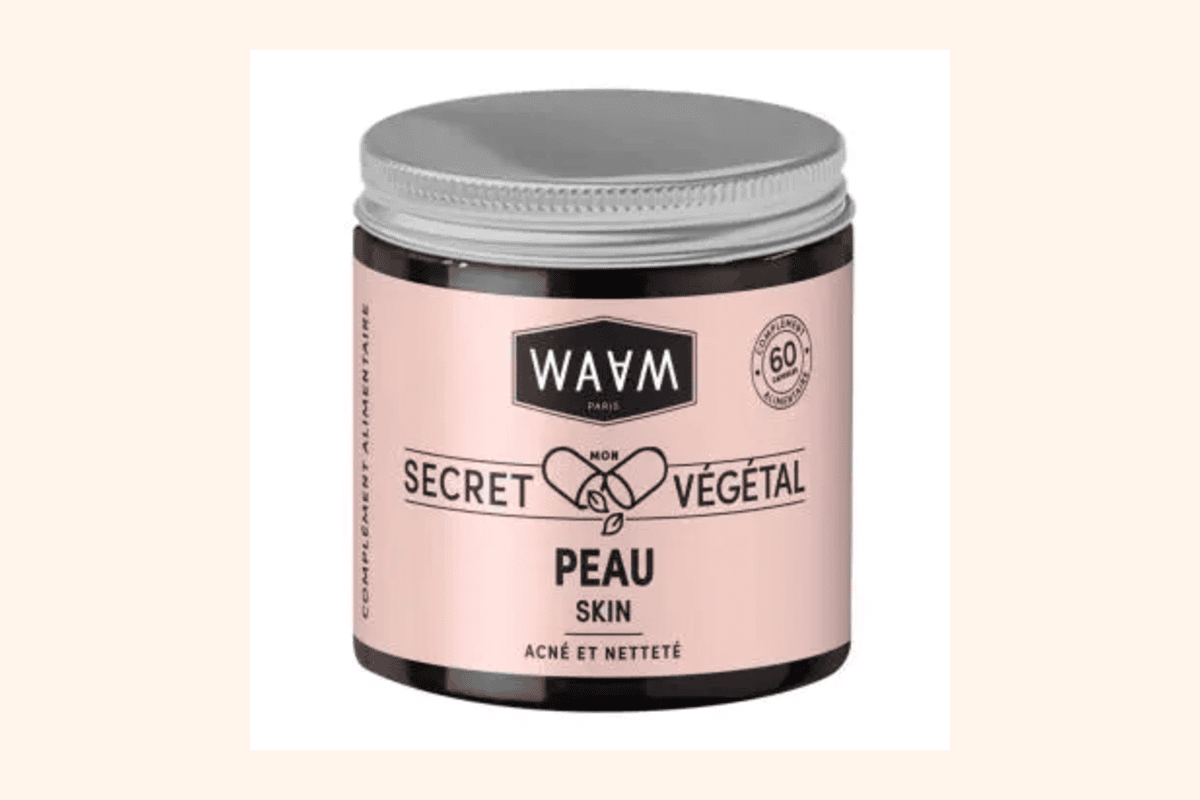 Waam Mon Secret Végétal Complément Alimentaire Peau Nette 60 gélules bardane zinc acné peau grasse Beauty Success 14,75 euros au lieu de 29,50 euros -50 %
