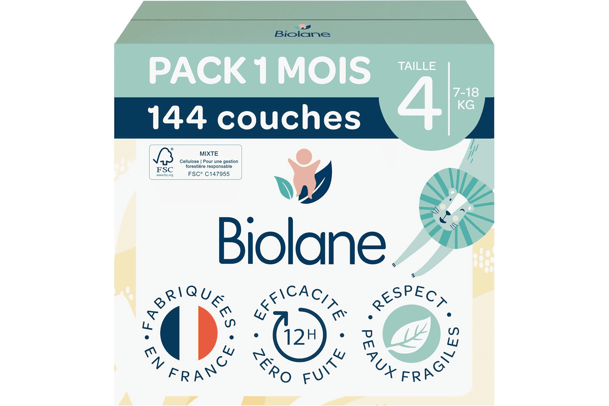 Biolane couches bebe taille 4 7 18kg 144 couches ultra absorbant peau sensible bebe puericulture stock parents