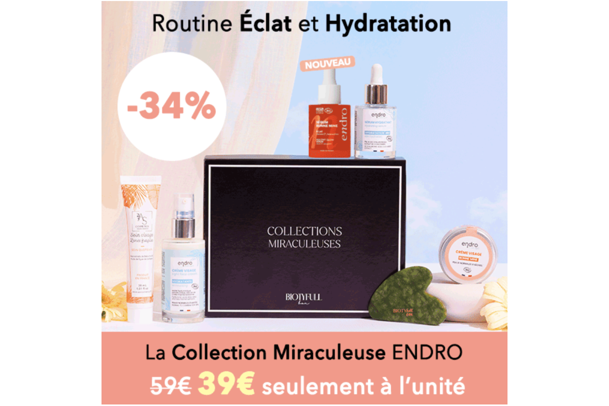 Biotyfull Box ENDRO collection miraculeuse routine eclat hydratation 5 produits gua sha mai 2026