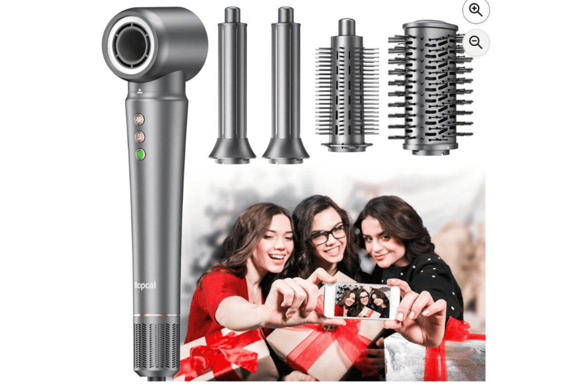 Bopcal Hair Styler 5 en 1 à 99,99 € au lieu de 289,99 € sur Amazon (~-66 %, -190 € d'économie) : appareil multifonction 5 en 1 sèche-cheveux + brosse soufflante + fer à boucler automatique + volumiseur + lisseur, moteur 110 000 RPM, technologie ionique anti-frisottis, puissance 1 200 W, 4,9/5 sur les avis Amazon