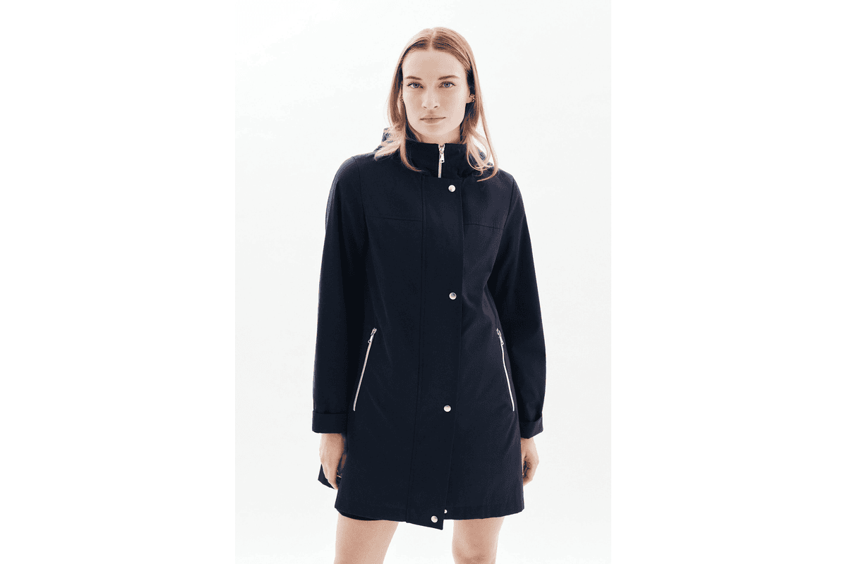 Manteau Gvenard bleu marine femme Caroll coupe fluide mi-saison