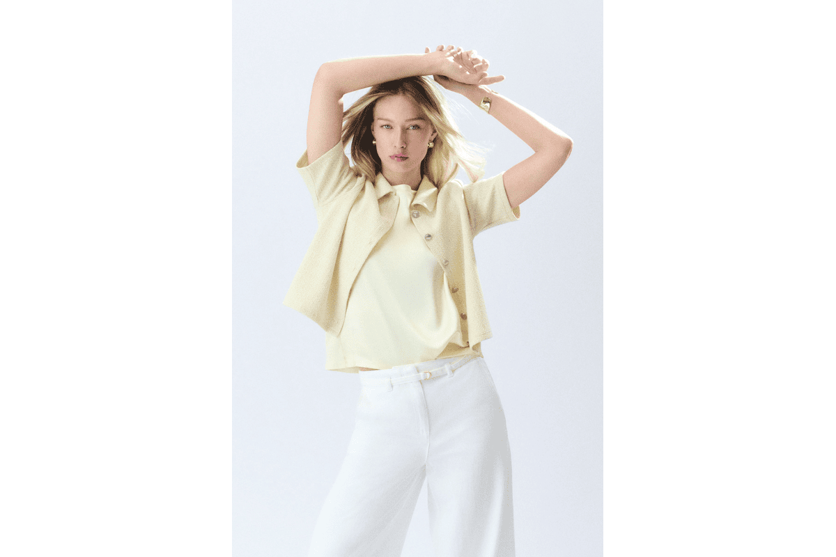 T-shirt Tael jaune pastel Caroll pour femme, coupe fluide été